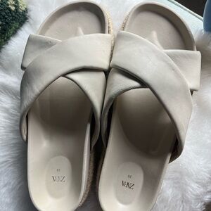Zara Cream Crossover Sandals